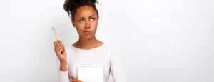 Vecteezy Woman With Raised Arm And Pen Hugging Notebook Make A 34921611